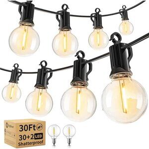 Outdoor String Lights - Waterproof Globe Patio Lights 30 Ft with 30 Ft